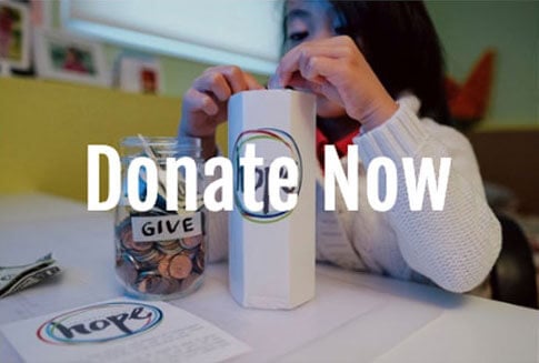 Girl with coin jar and donate logo Pro-life